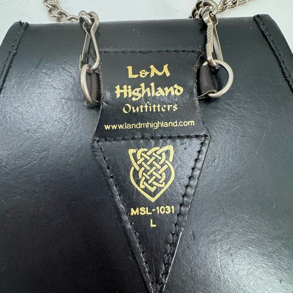 L & M Highlander black leather Sporran Belt Bag - Picture 6 of 16